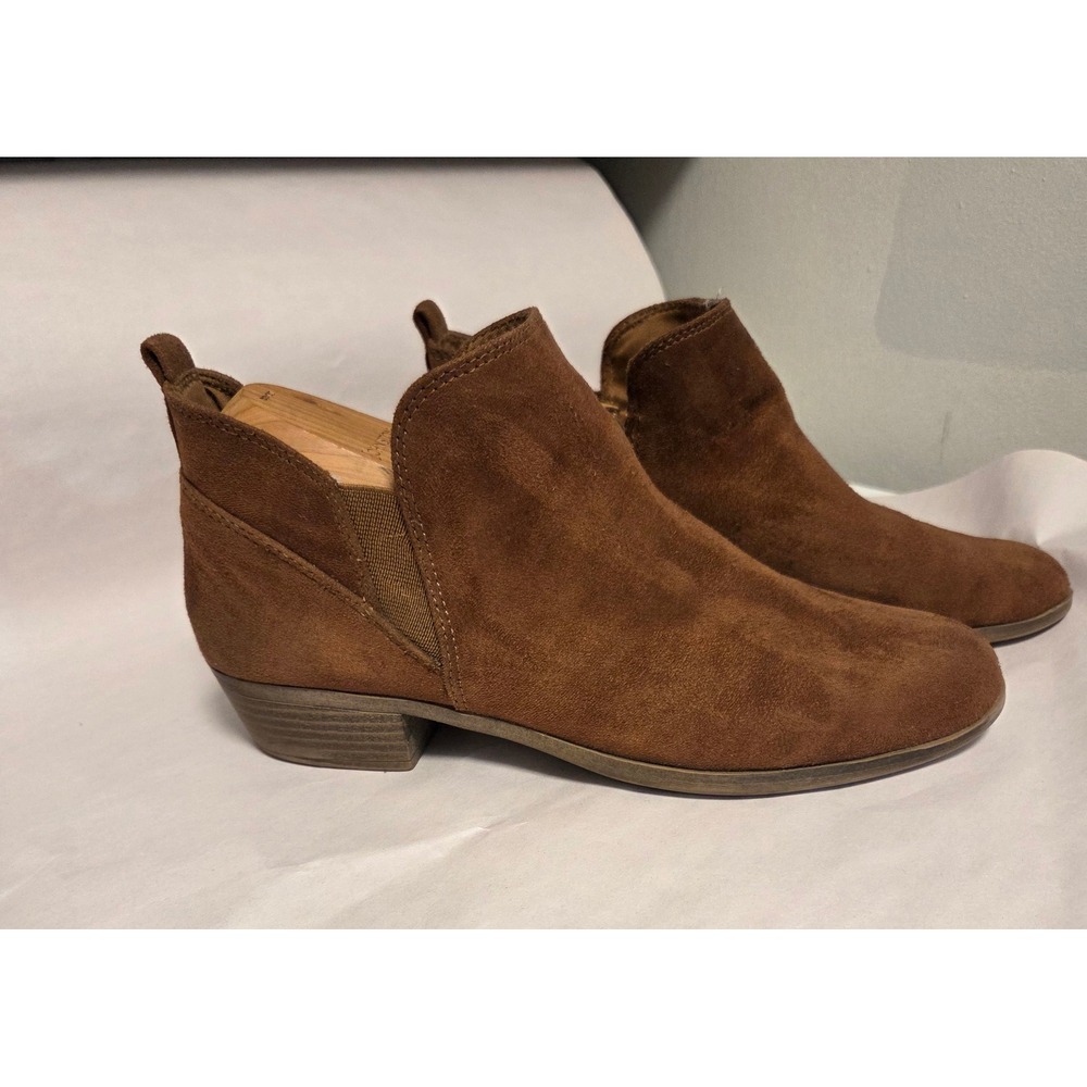 SO Women Chestnut Brown Faux Suede Ankle Boots Size 10 MED Pearchestnut 60769